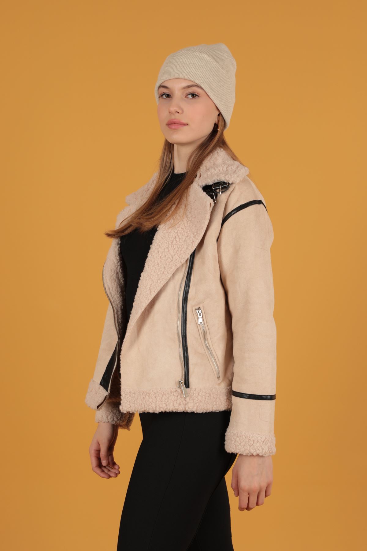 Fabric biker jacket on sale
