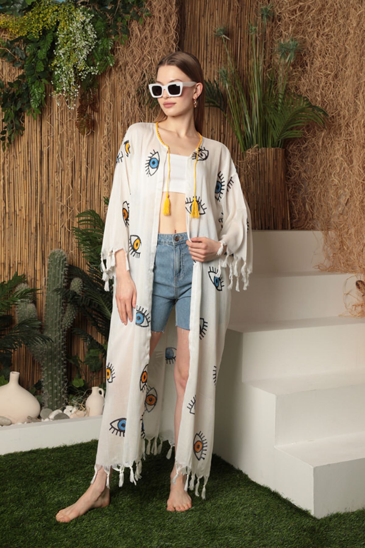 Linen Fabric Women's Pareo-Yellow