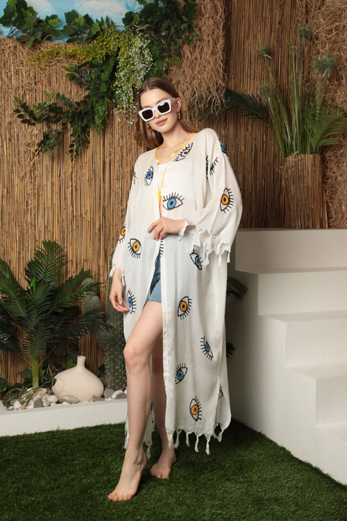 Linen Fabric Women's Pareo-Yellow