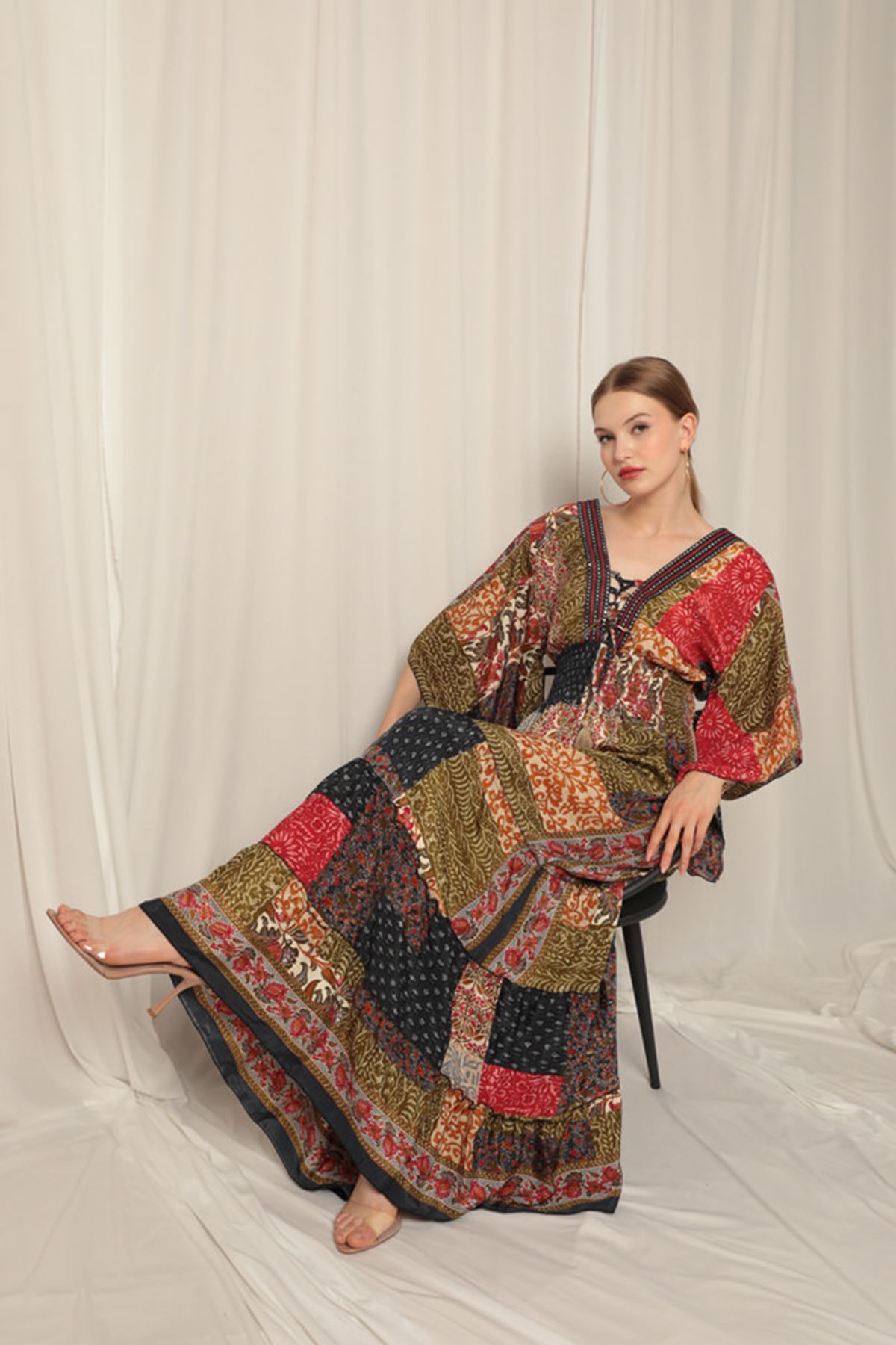 Silk Fabric V Neck Long Red Dress silk-fabric-v-neck-long-red-dress