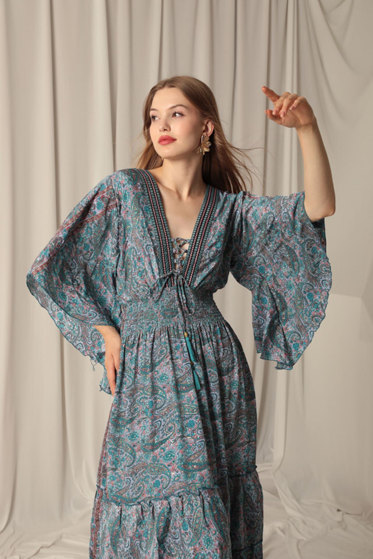 PINK V-NECK SILK DRESS
