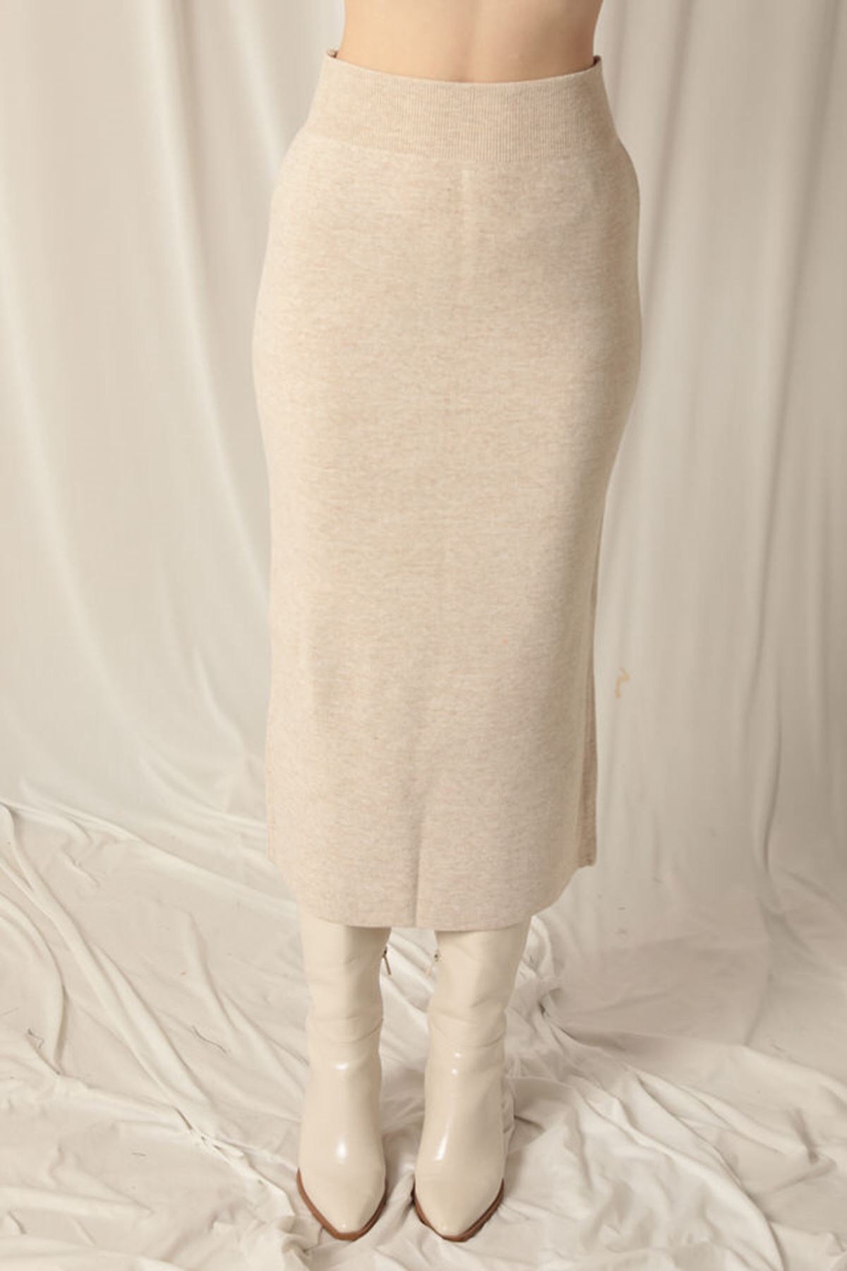 طقم قماش تريكو نسائي أسود/حجري