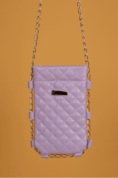 Кожаная стеганая женская сумка на кнопках-Лиловый