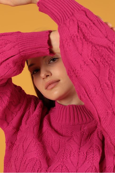 متماسكة نمط المرأة سترة تريكو-فوشي