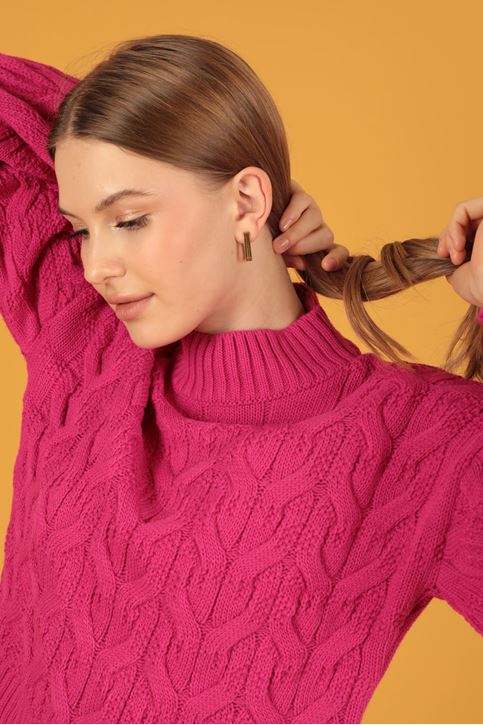 متماسكة نمط المرأة سترة تريكو-فوشي