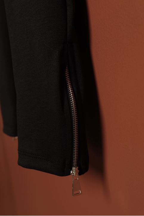 Premium Modal Örme Kapşonlu Fermuar Detay Takım-Siyah