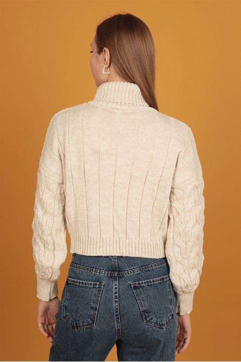 DESENLİ BOĞAZLI KADIN KAZAK-Taş