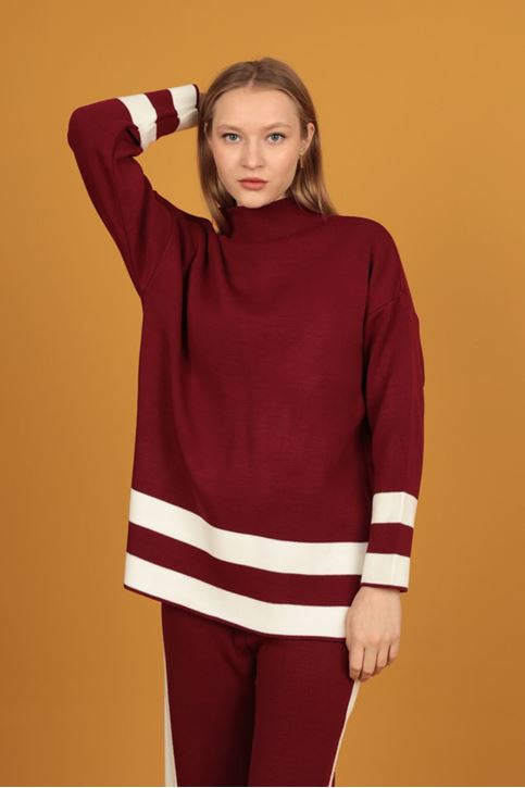 طقم تريكو مخطط نسائي-جملي