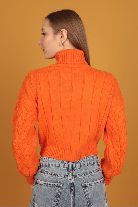 سترة منقوشة للنساء-برتقالي