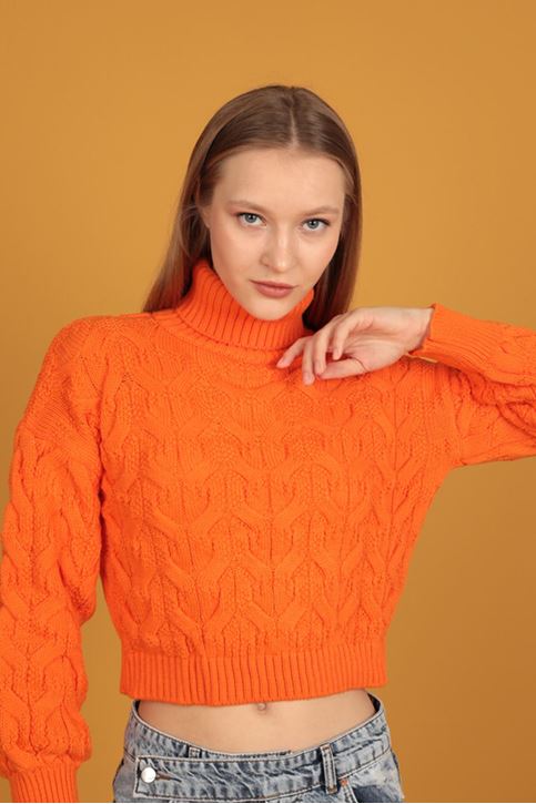 سترة منقوشة للنساء-برتقالي