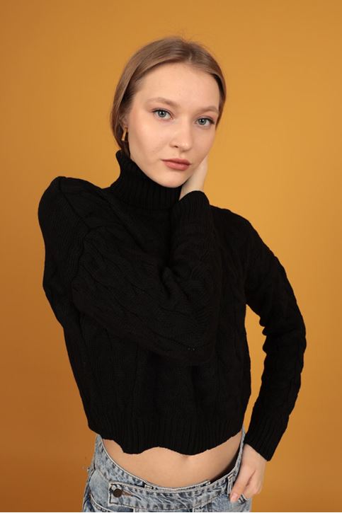 سترة منقوشة للنساء-اسود