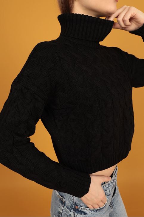 سترة منقوشة للنساء-اسود