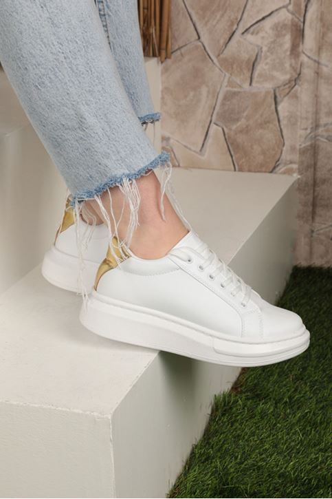 حذاء رياضية ملونة مفصلة أحذية رياضية نسائية-ذهبي