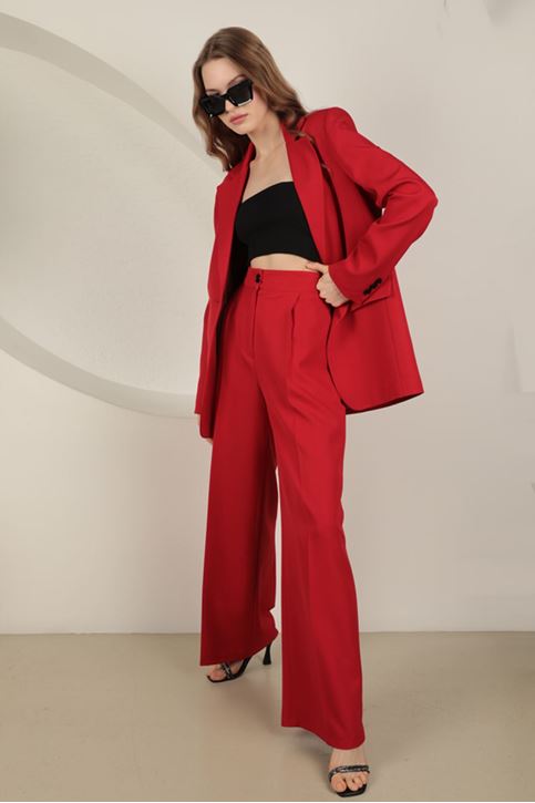 Atlas Fabric Women's OversizeTrousers-Red