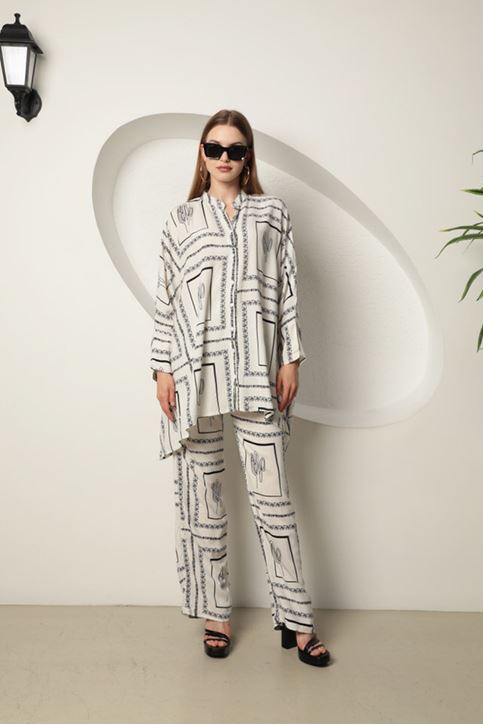 بدلة نسائية قماش فيسكوز-أبيض