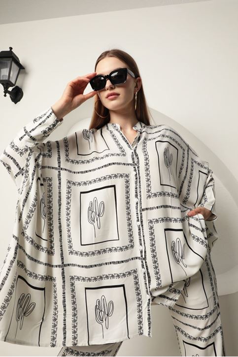 بدلة نسائية قماش فيسكوز-أبيض