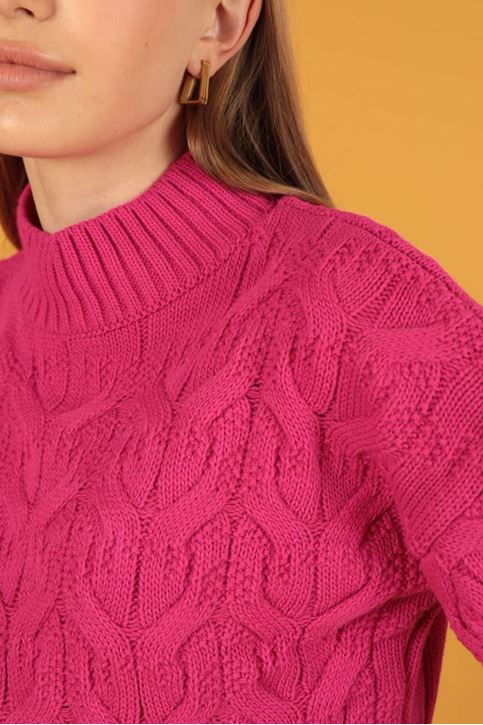 متماسكة نمط المرأة سترة تريكو-فوشي