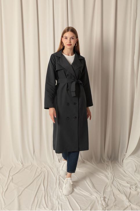 Женский тренч Torino Fabric Liquid Proof антрацитового цвета