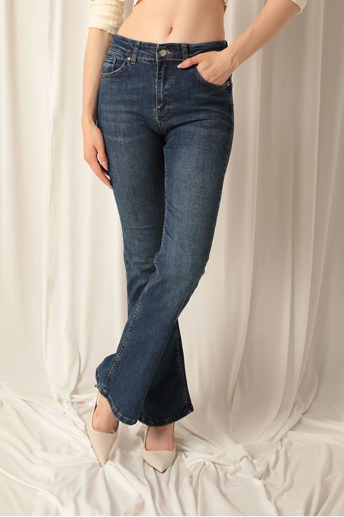 Denim Kumaş Kadın İspanyol Lacivert Kot Pantolon