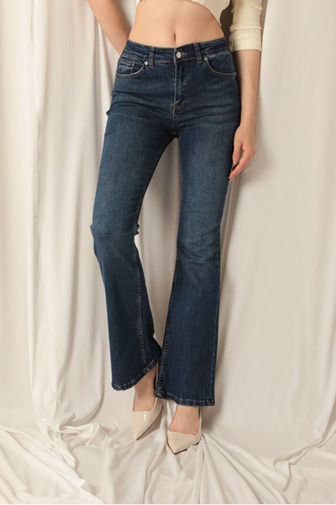 Denim Kumaş Kadın İspanyol Lacivert Kot Pantolon