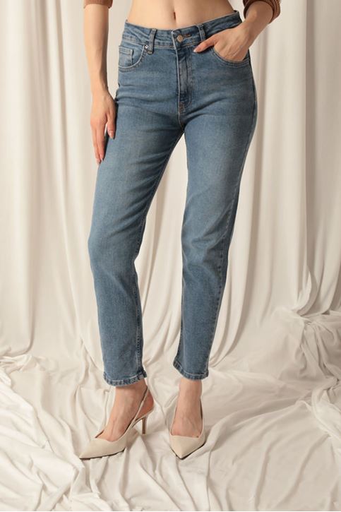 Denim Kumaş Kadın Mavi Kot Pantolon