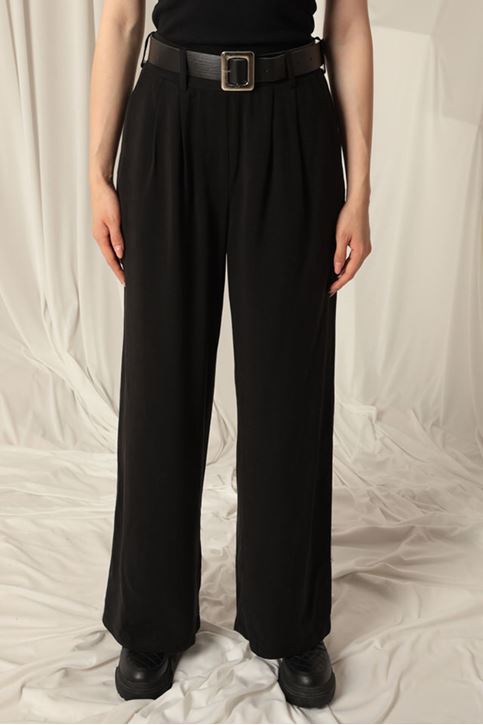 Tensel Kumaş Dokuma Kadın Siyah Pantolon 