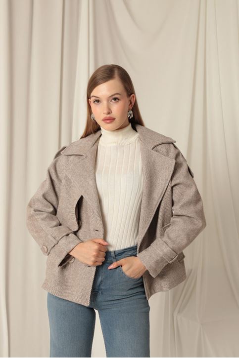 Cashmere Fabric Short Women's Mink Coat