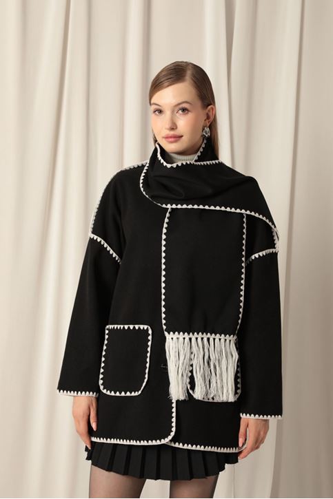 Женская куртка из кашемировой ткани черного/черного цвета 