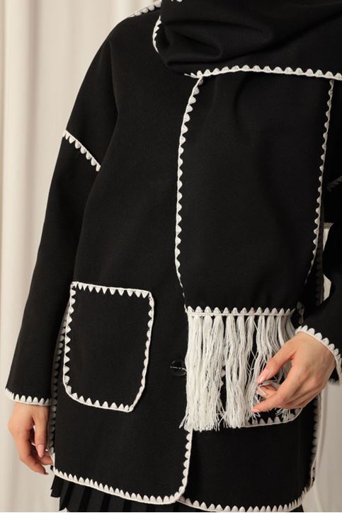 Женская куртка из кашемировой ткани черного/черного цвета 