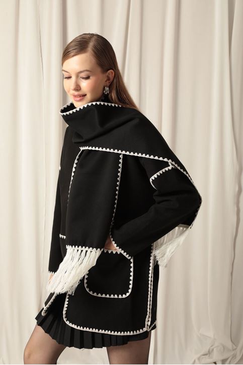 Женская куртка из кашемировой ткани черного/черного цвета 