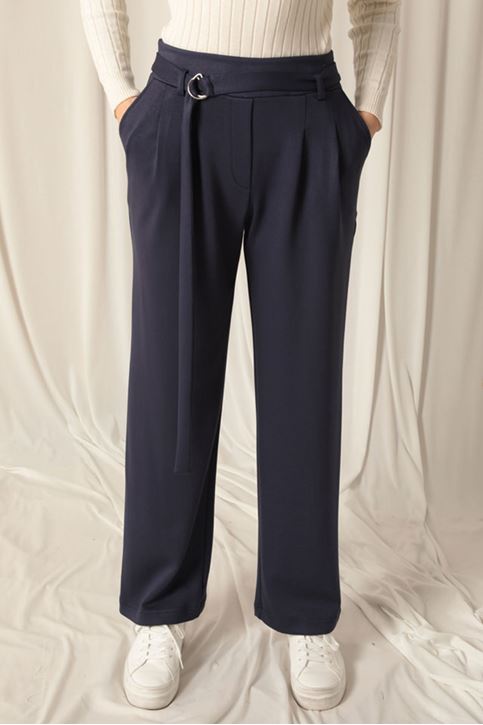 Modal Fabric Belted Women's Indigo Trousers