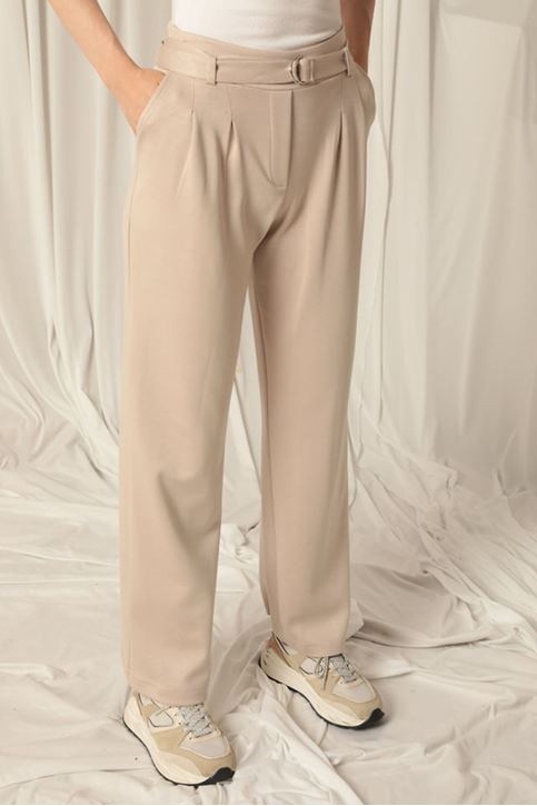 Modal Fabric Belted Women's Mink Trousers