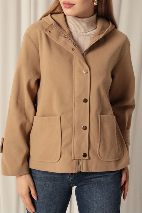 Cashmere Fabric Hooded Short Women's Mink Coat