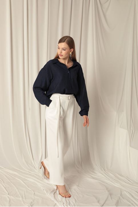 Aerobin Fabric Basic Women's Navy Blue Shirt