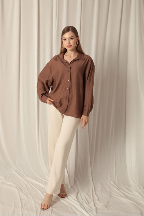 Aerobin Fabric Basic Women's Brown Shirt