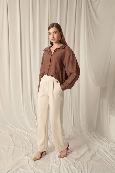 Aerobin Fabric Basic Women's Brown Shirt