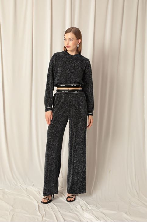 بدلة أنثراسيت نسائية من القماش اللامع