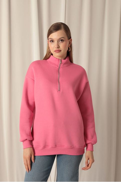 Женский розовый свитшот на молнии 