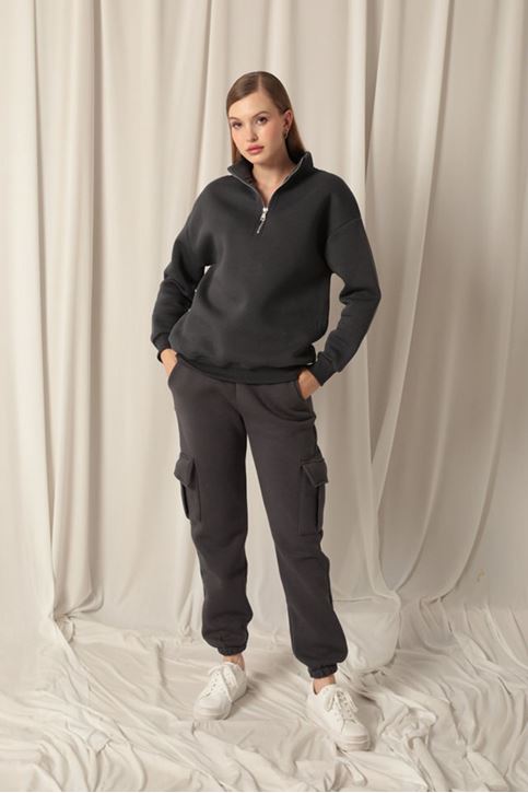  Женский свитшот Half Zip Anthracite 