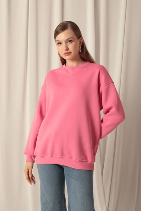  Женский розовый свитшот с нулевым воротником 