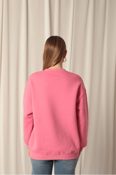  Женский розовый свитшот с нулевым воротником 