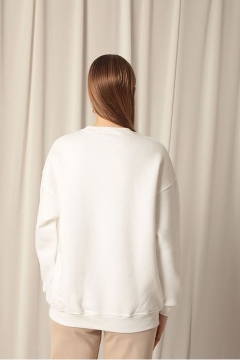  Женский свитшот цвета экрю с нулевым воротником 