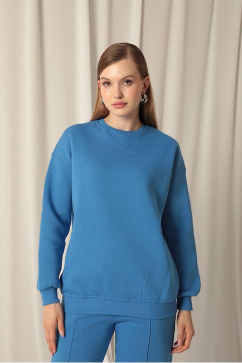  Женский бирюзовый свитшот с нулевым воротником 