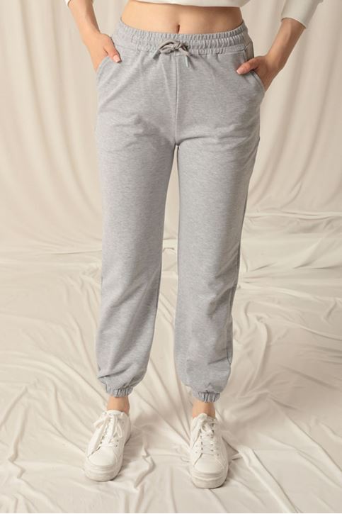 Two Yarn Fabric Elastic Leg Women's Gray Tracksuit