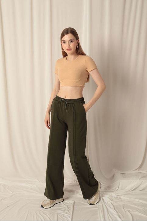 Double Yarn Fabric Women's Khaki Tracksuit