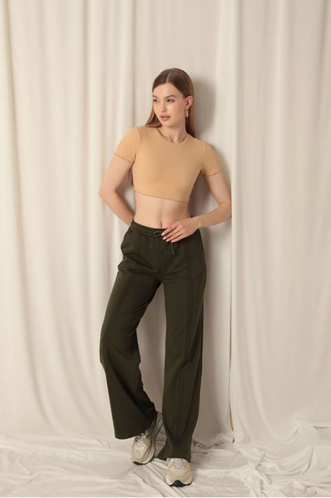 Double Yarn Fabric Women's Khaki Tracksuit