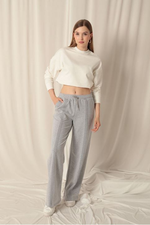 Double Yarn Fabric Women's Gray Tracksuit