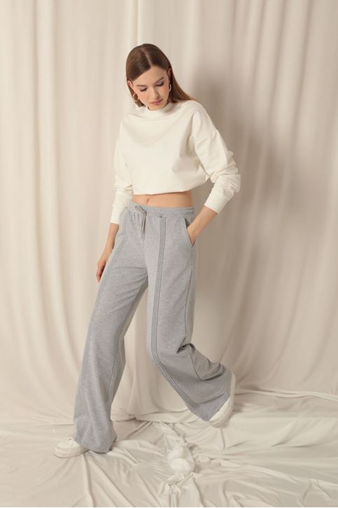 Double Yarn Fabric Women's Gray Tracksuit