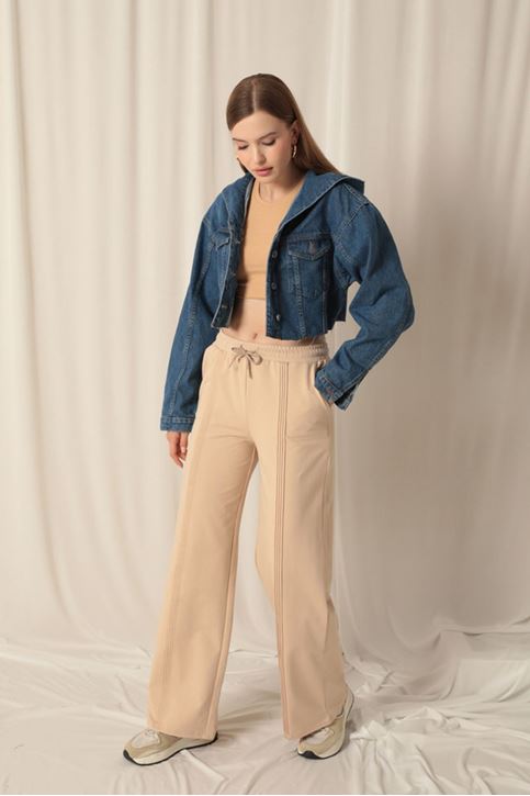 Double Yarn Fabric Women's Gray Tracksuit