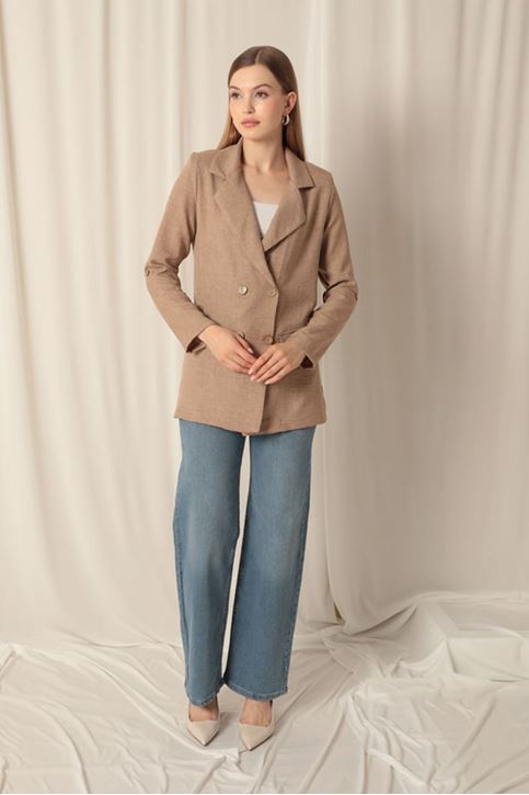 Melange Linen Fabric Women's Indigo Jacket